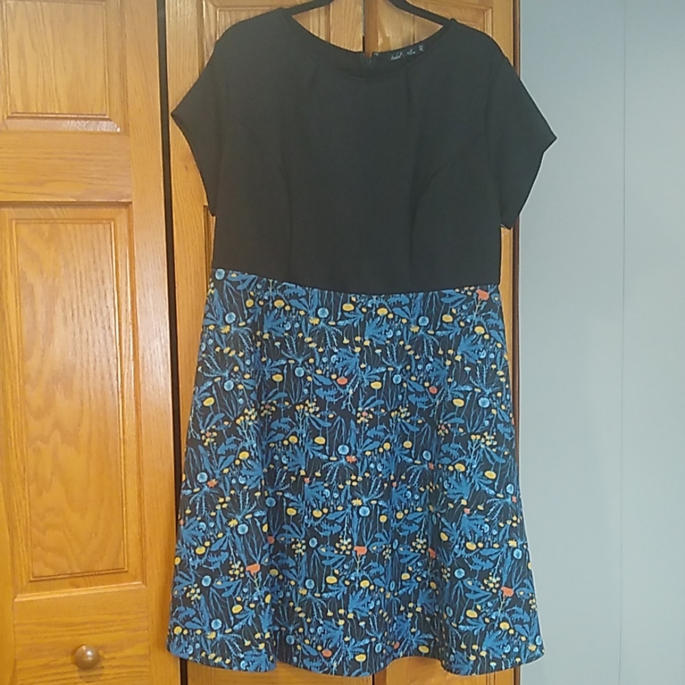 Isabel + Alice blue, black, yellow, orange dress